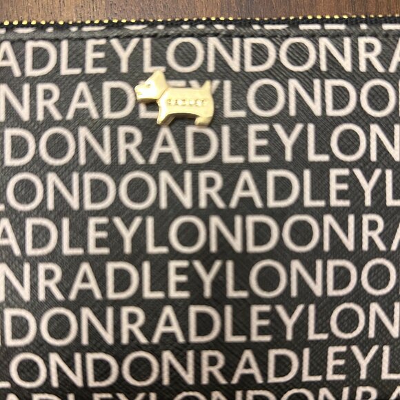 Radley London BiFold Signature Logo Matinee Black White Leather Zip Snap Wallet - Picture 5 of 16